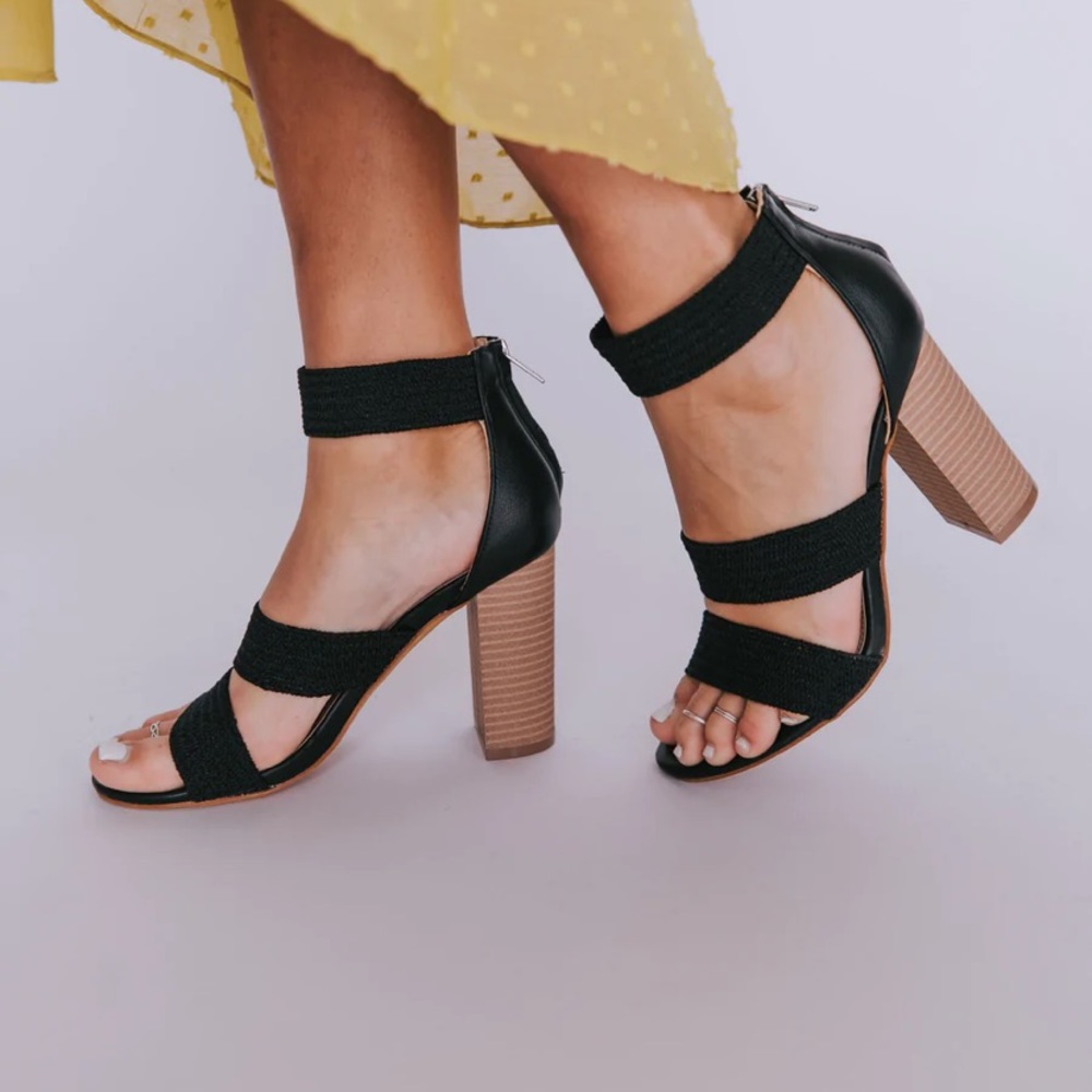Ain’t It Fun black block heels from One Loved Babe NWOT